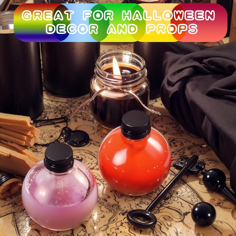 Layhit 24 Pcs Spherical Plastic Potion Bottles Ball Shape Round Bottles 3.4 oz Sand Art Jar with 5 Funnels Decorative ‌container Candy Jar for Valentines Birthday DIY Crafts (Black,Aluminum Lid) - Image 4